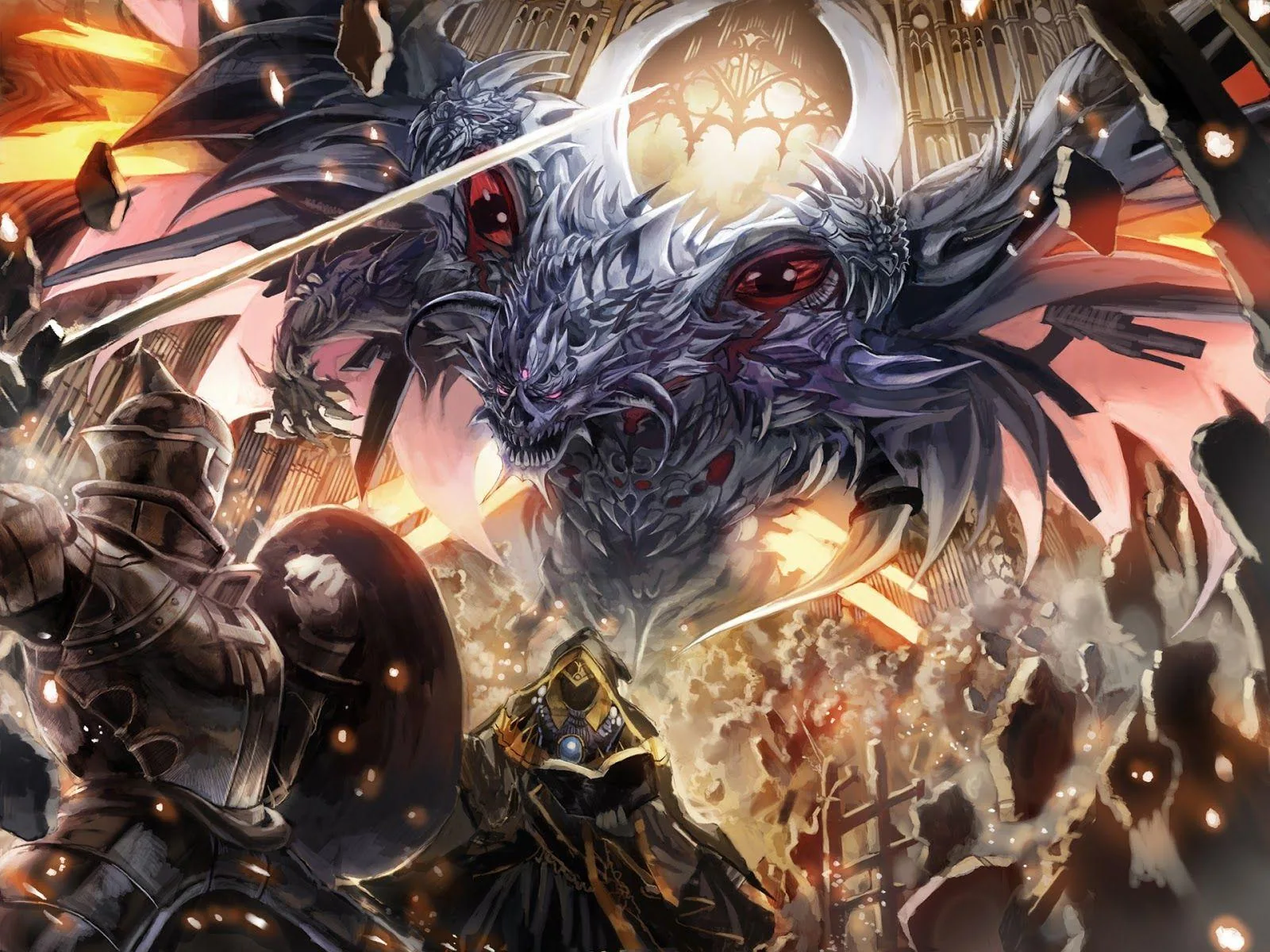 Cavalieri contro drago demoniaco, 1600x1200 HD Ready, Desktop