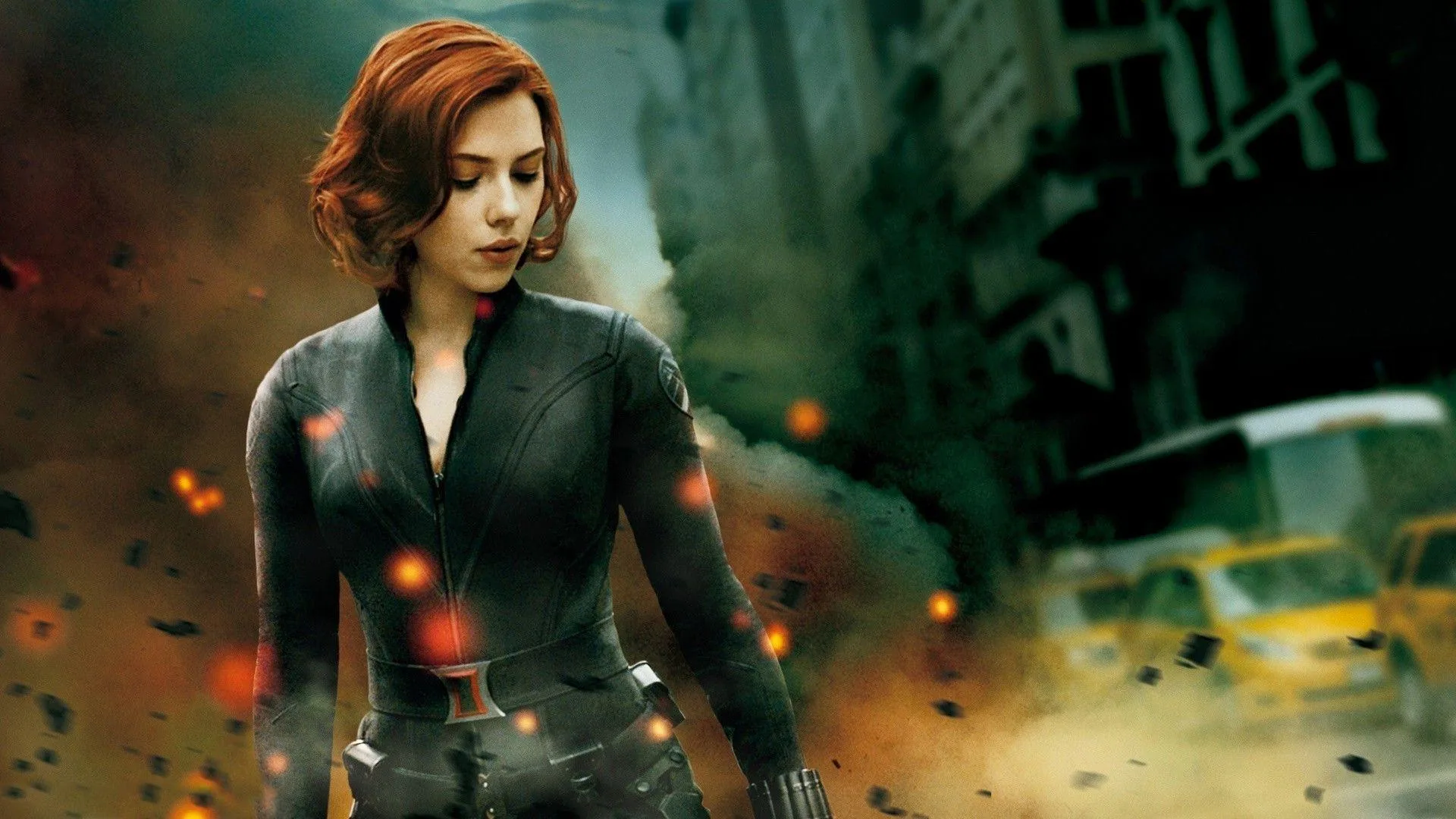 Black Widow Marvel città, supereroi, 1920x1080 1080p, PC Desktop