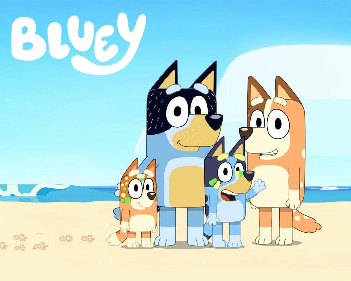 Bluey famiglia in spiaggia, 1200x960 HD, PC