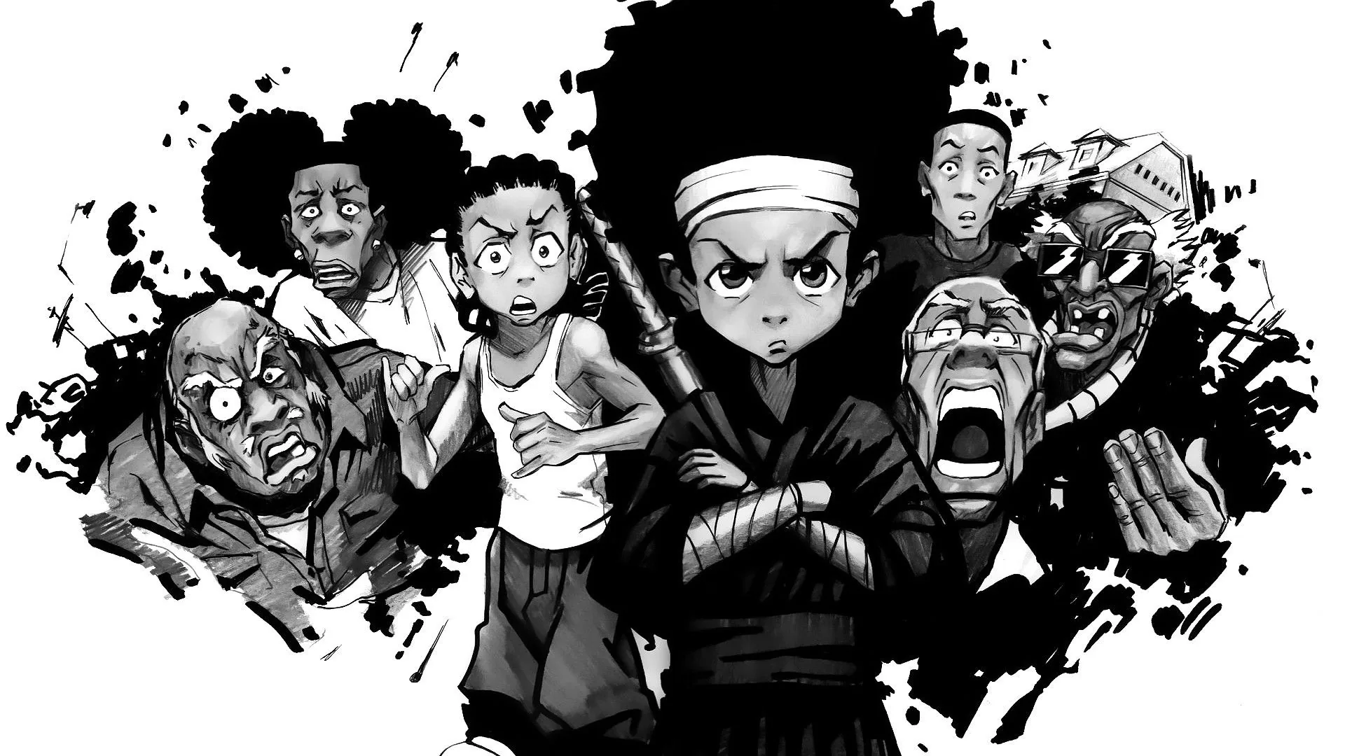 Personaggi Boondocks bianco e nero, 1920x1080 Full HD 1080p, PC Desktop