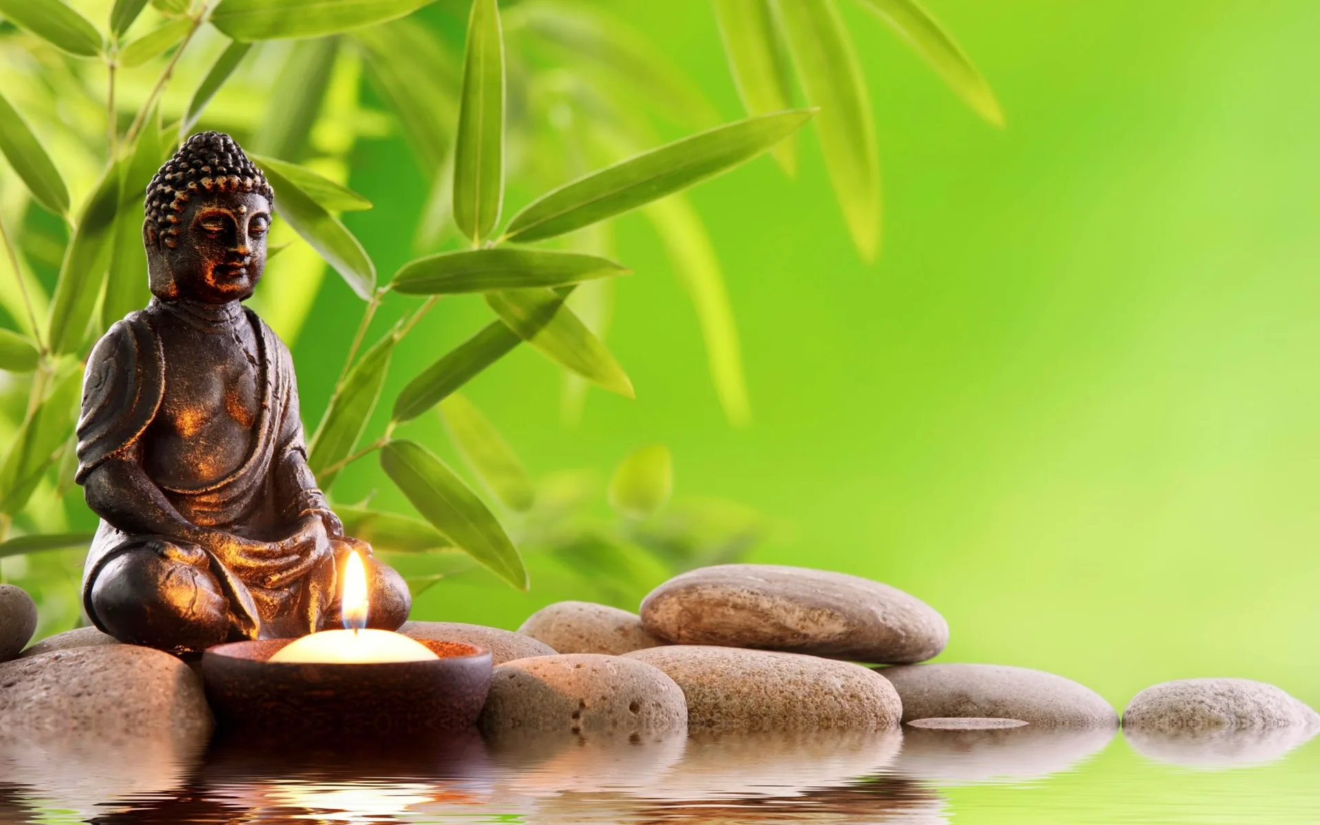 Statua Buddha bronzo con candela, 2560x1600 WQXGA, Laptop