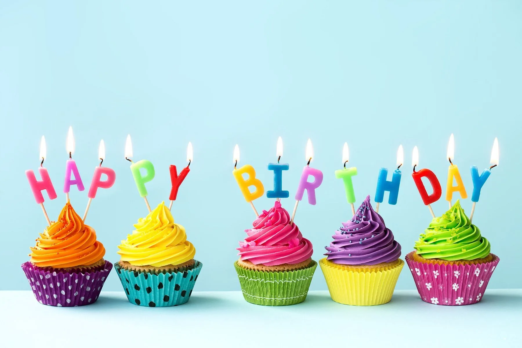 Cupcakes colorati con candeline Happy Birthday, 1800x1200 HD, Desktop
