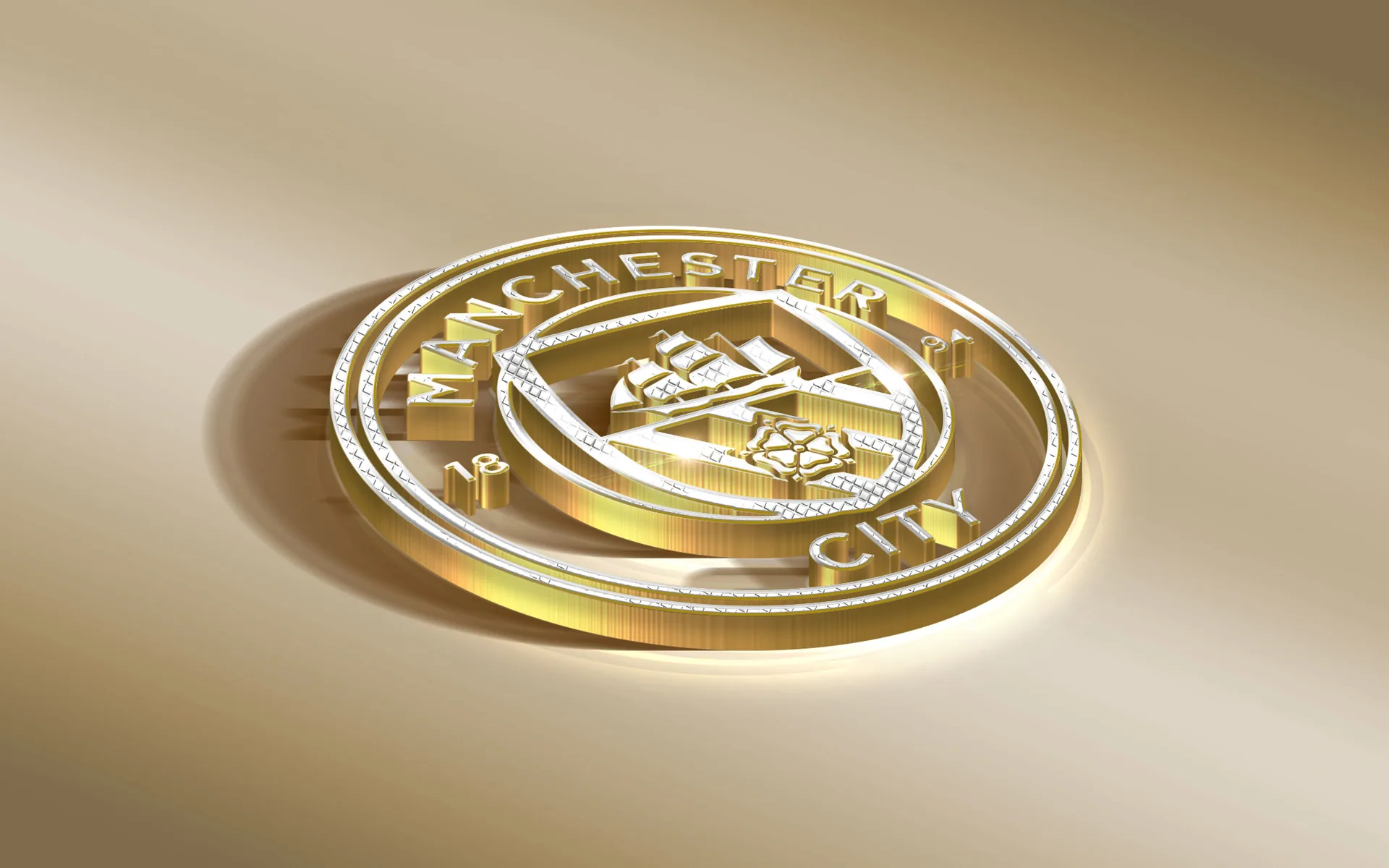 Stemma Manchester City oro, Premier League, 3840x2400 Ultra HD, 4K TV
