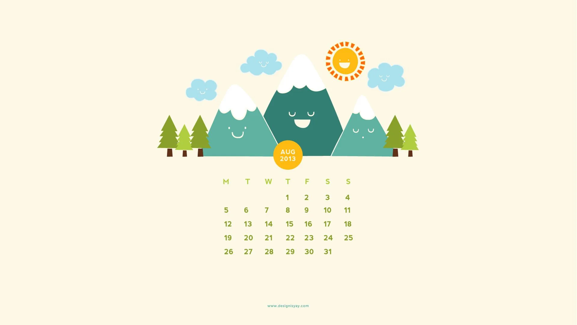 Calendario montagne cartoon pastello, 1920x1080 1080p, Desktop