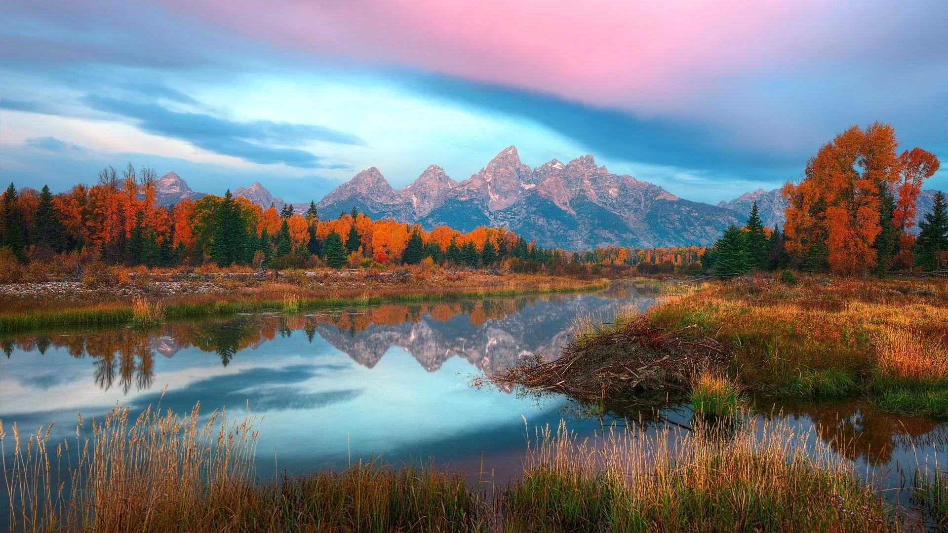 Montagne Grand Teton autunno lago, 1920x1080 Full HD, Laptop