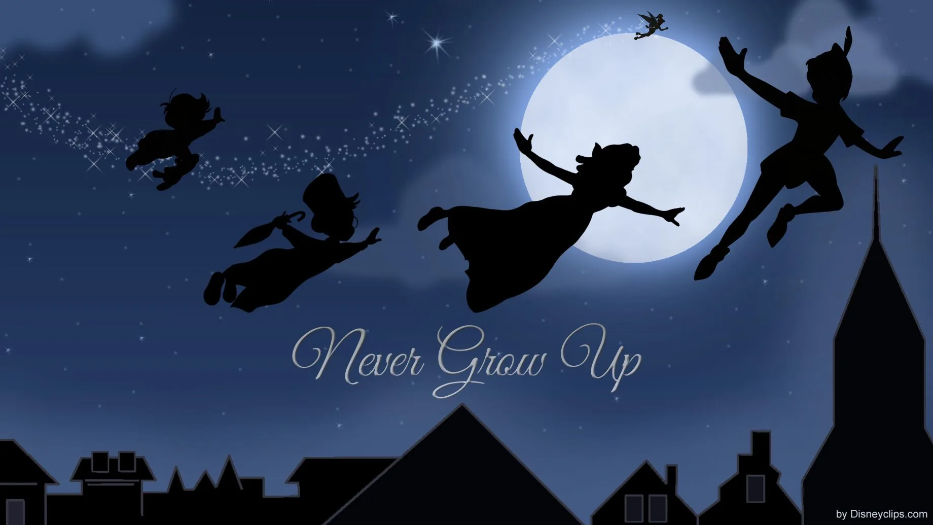 Peter Pan Wendy silhouette volo, Disney, 1840x1035 HD, PC