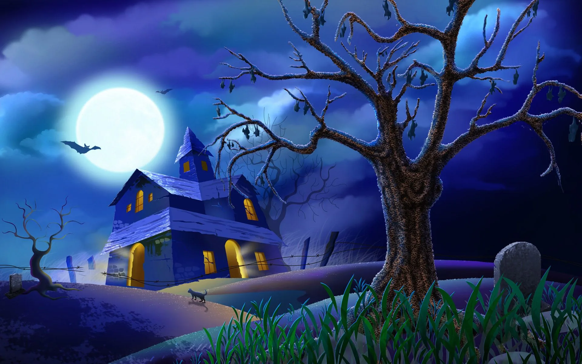 Casa stregata Halloween notturna, 1920x1200 Full HD+ WUXGA, Desktop