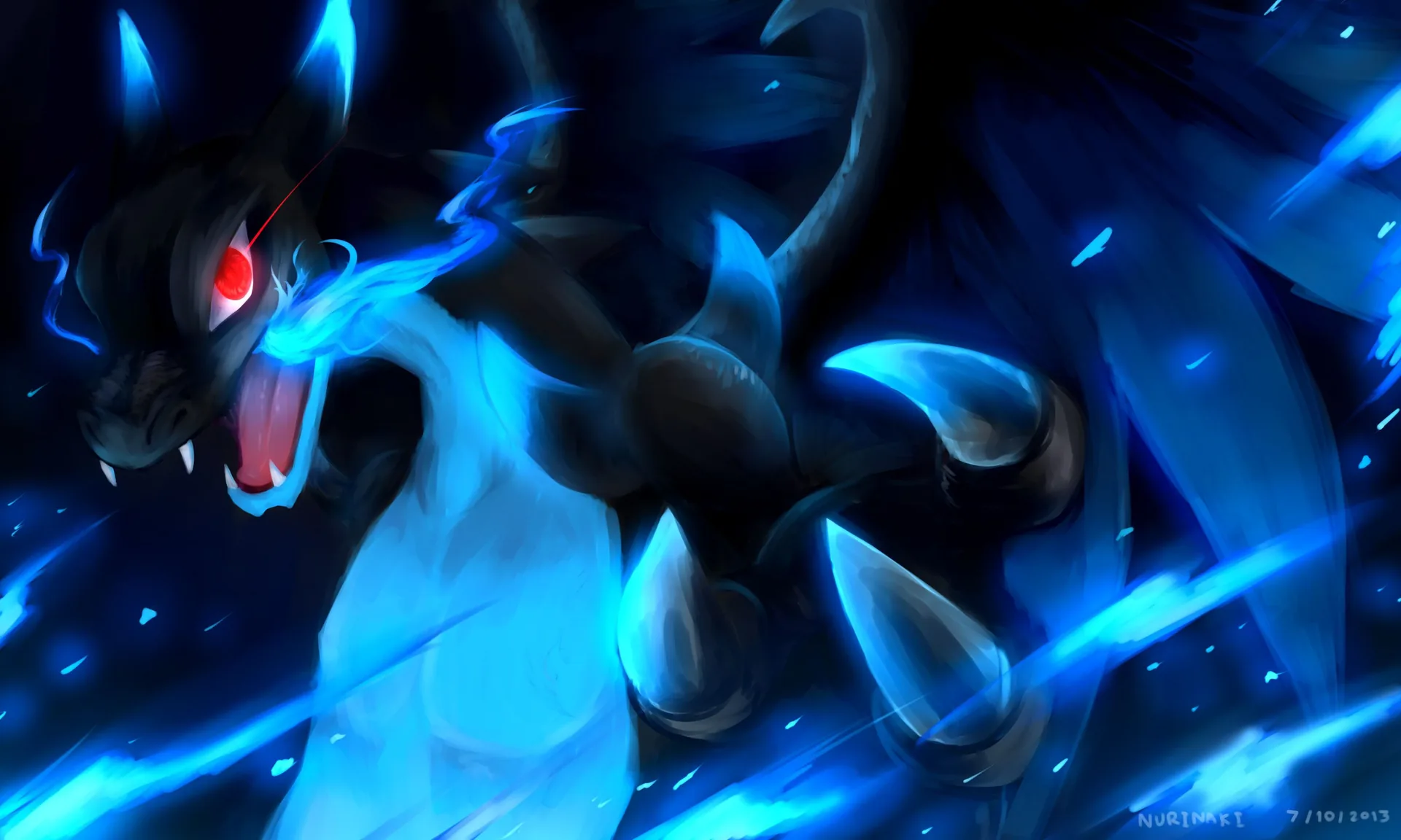Mega Charizard X blu, 3000x1800 2K, Laptop