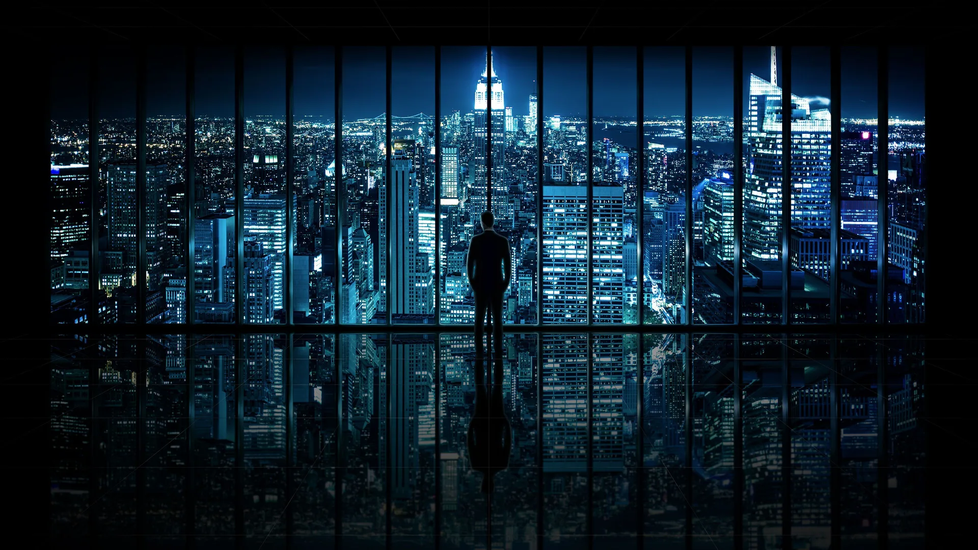 Uomo silhouette skyline notturno, 3840x2160 4K Ultra HD, Monitor 4K