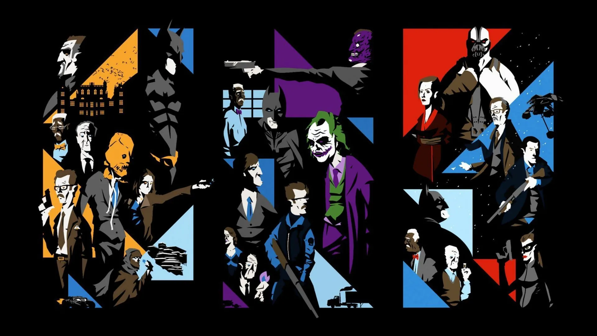 Collage Batman personaggi Joker, 2500x1406 2K, PC Desktop