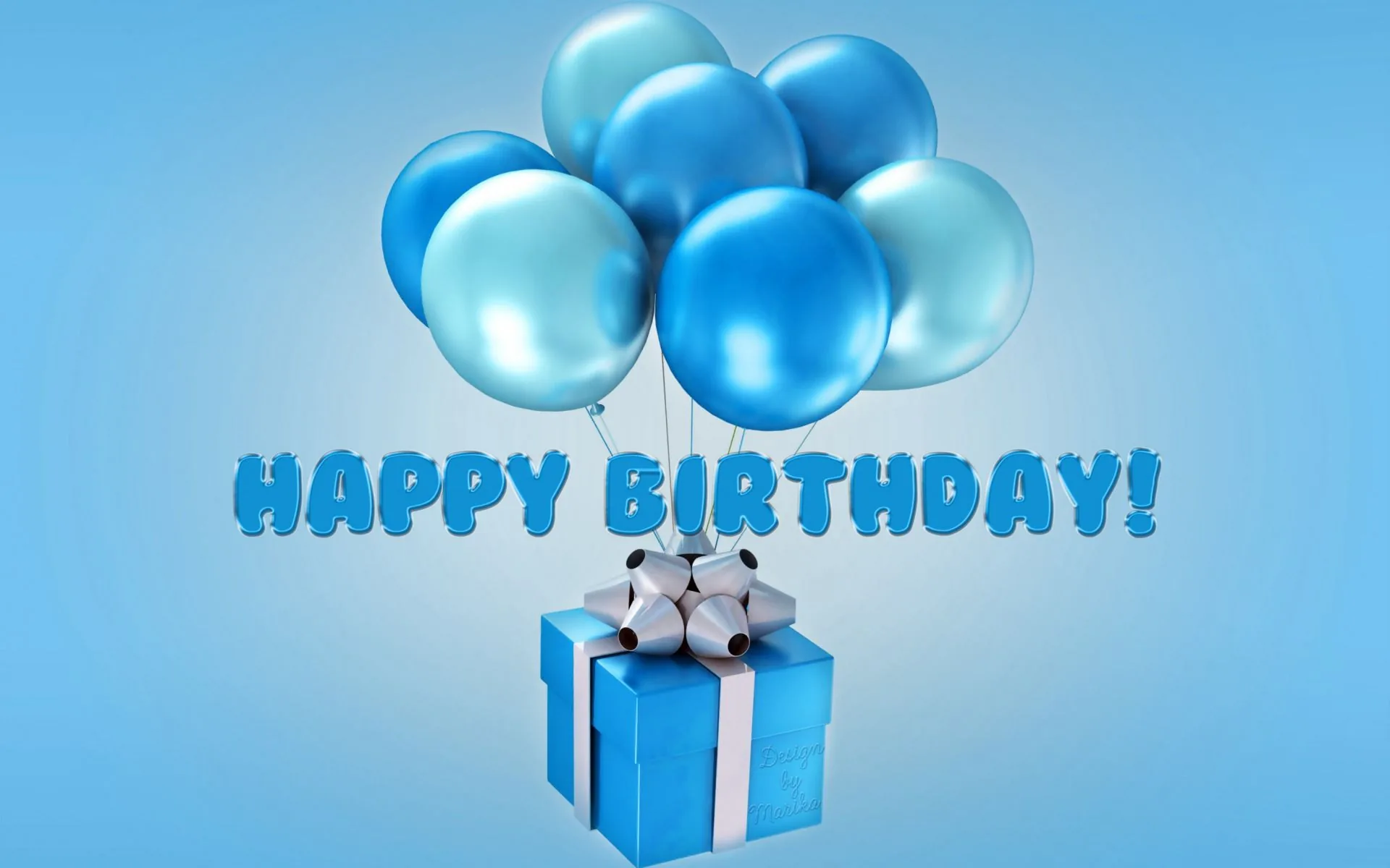 Palloncini e regalo blu compleanno, 1920x1200 Full HD+, Desktop