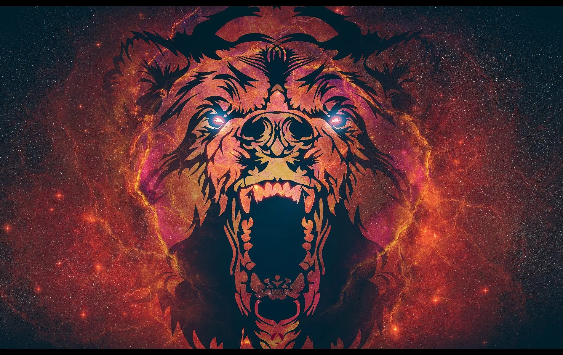 Orso testa scuro digitale, 1191x670 HD, PC Desktop