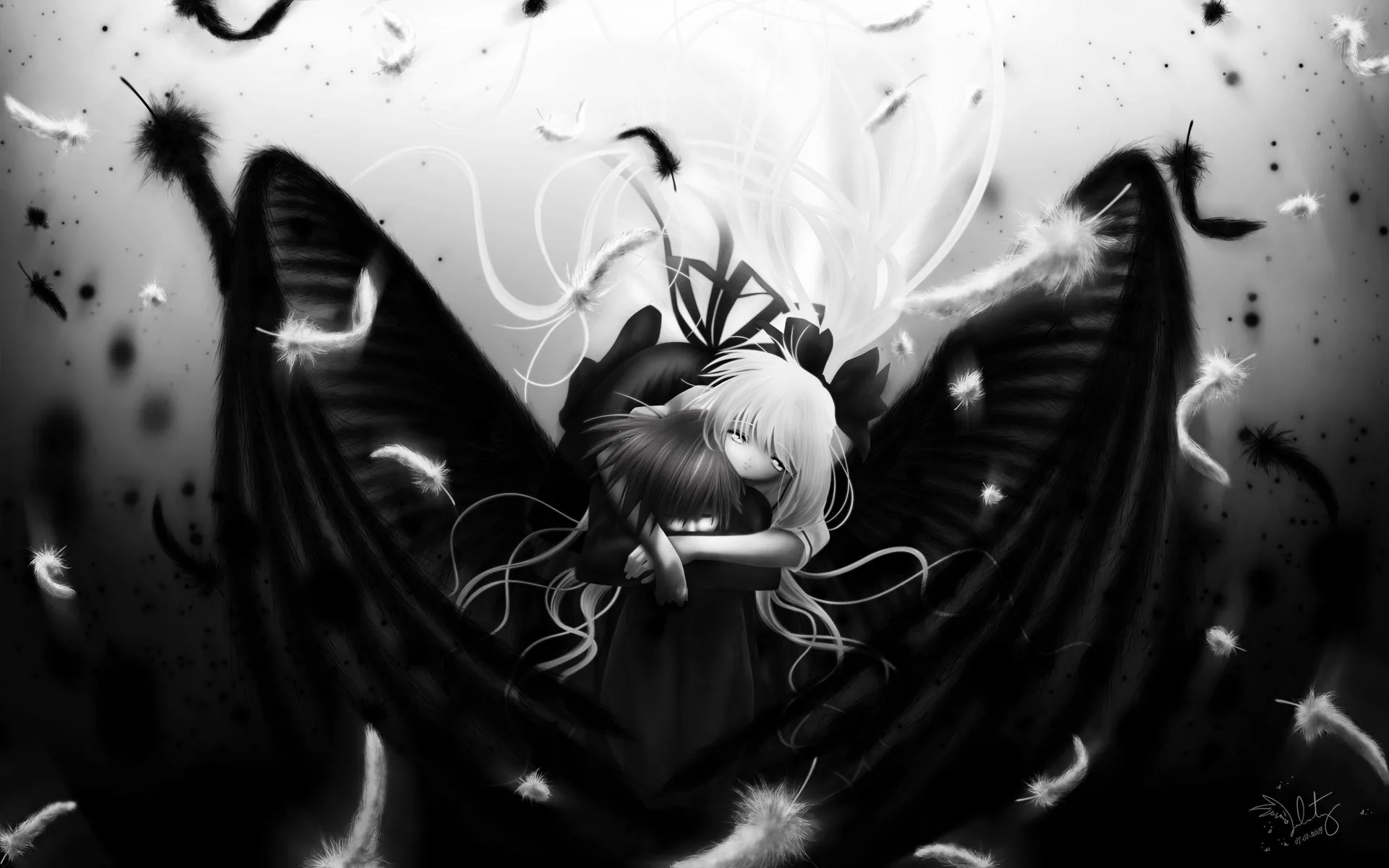Coppia anime alata bianco nero, 2560x1600 WQXGA, Desktop