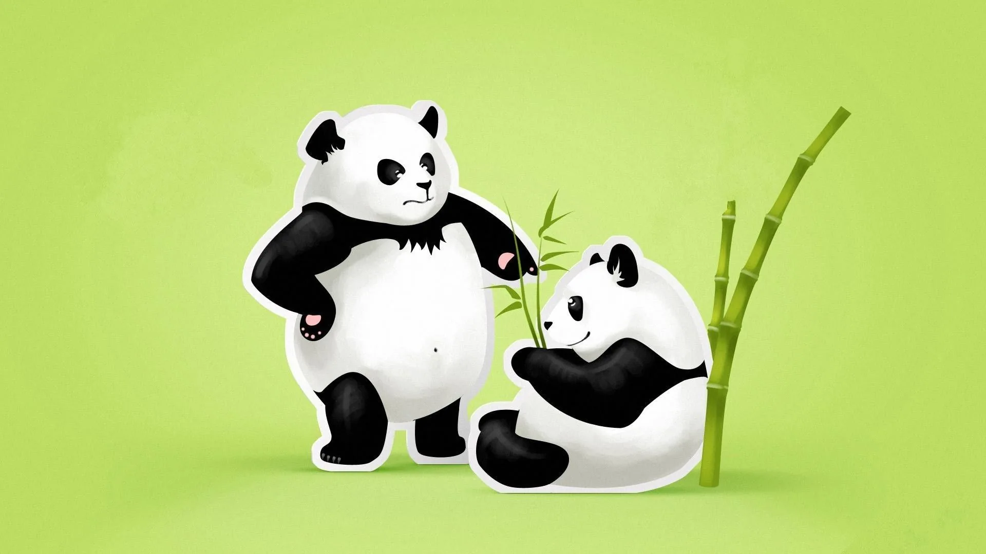 Coppia di panda cartoon, 1920x1080 1080p, PC