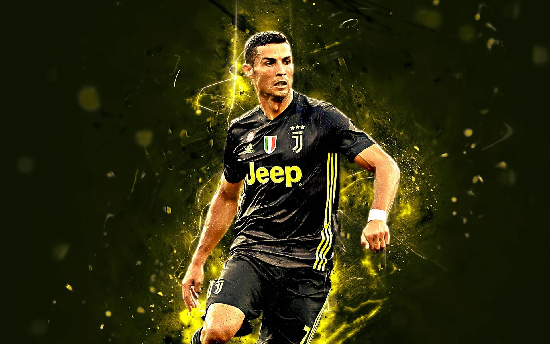 Cristiano Ronaldo Juventus neon, CR7, 2880x1800 WQXGA, Laptop