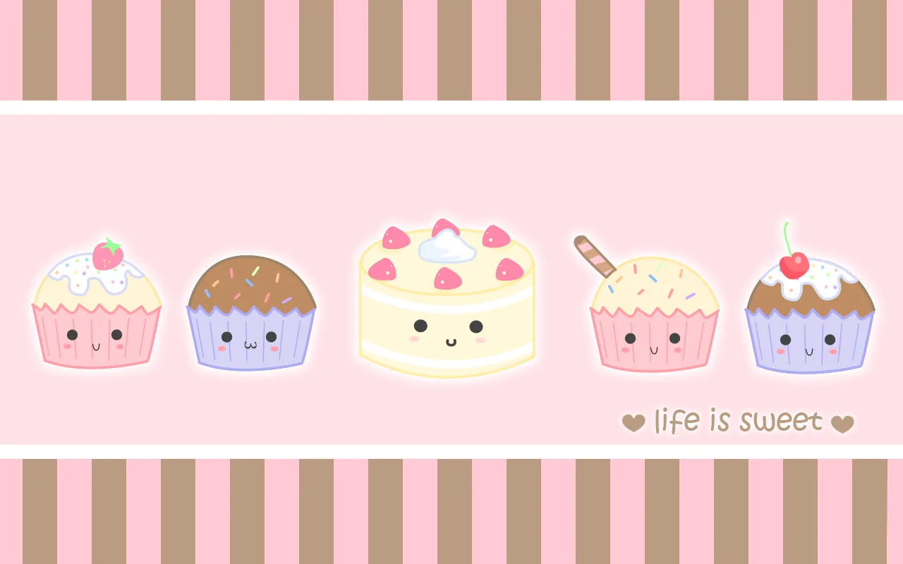 Cupcake kawaii sorridenti rosa, 1280x800 720p, PC