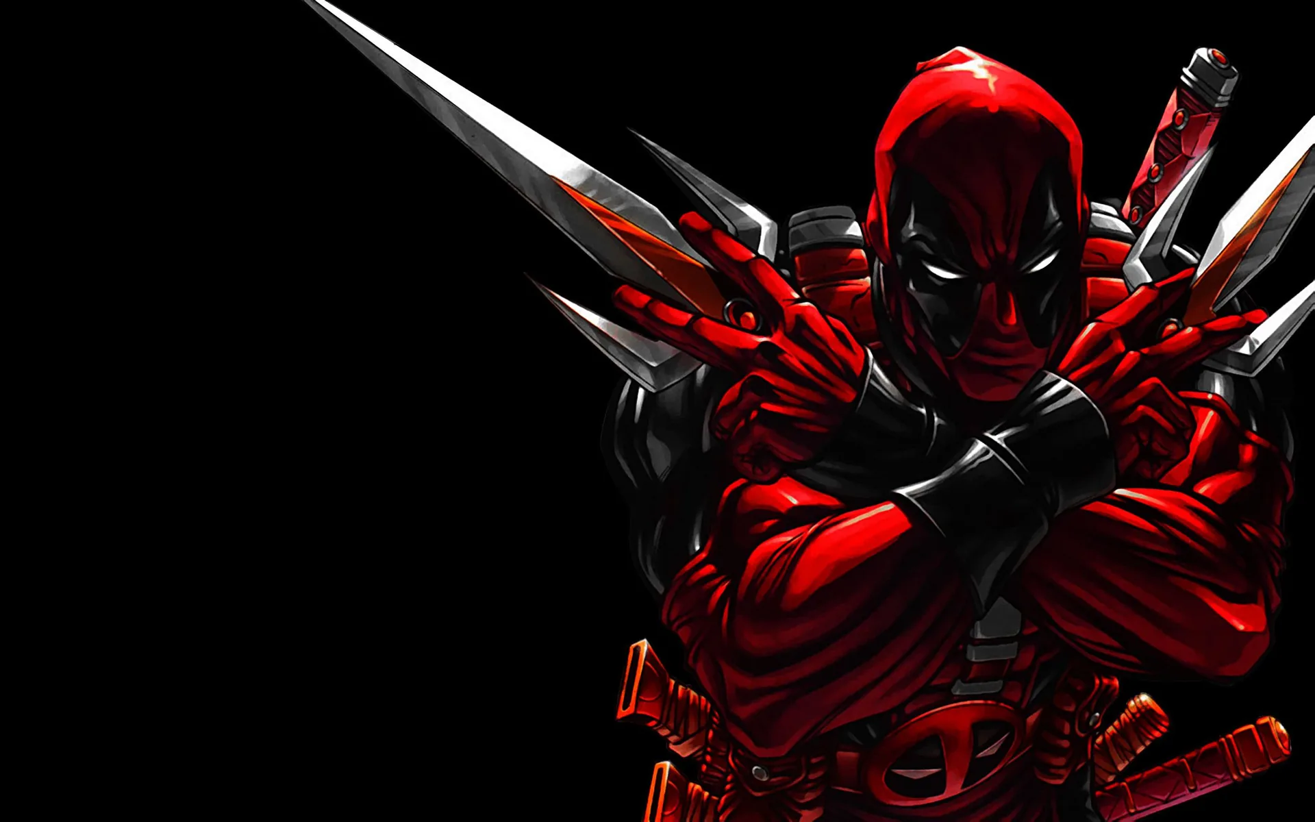 Deadpool con spade sfondo nero, Marvel, 2400x1500 Hi-Res, Desktop