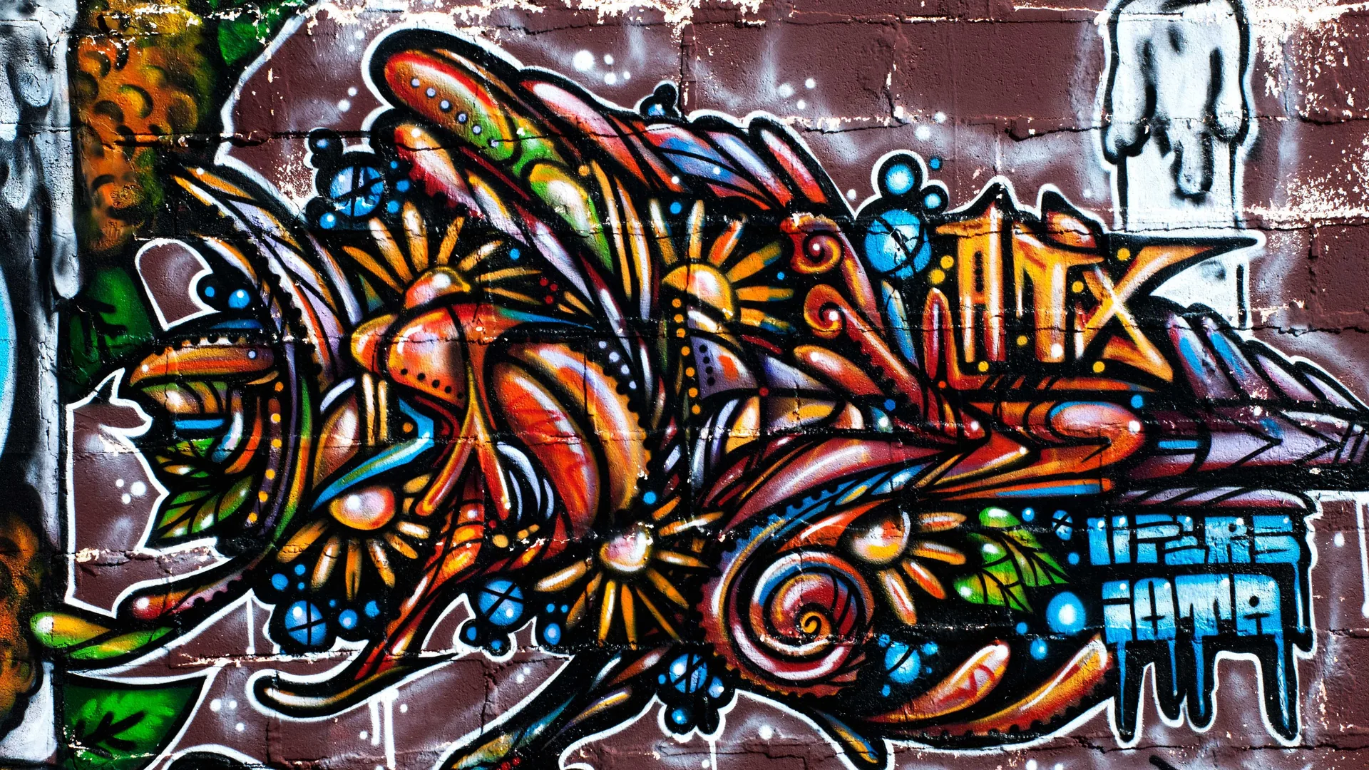 Murale graffiti astratto colorato, 3872x2178 4K Ultra HD, Monitor 4K