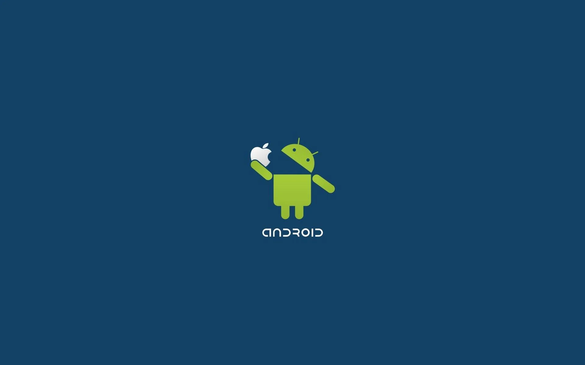 Robot Android che mangia mela Apple, azienda tech, 1920x1200 Full HD+ WUXGA, PC Desktop