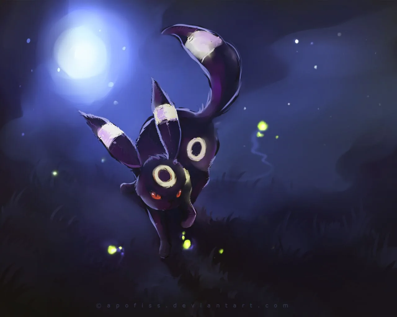 Umbreon Pokémon notte luna, 1280x1024 HD, Desktop
