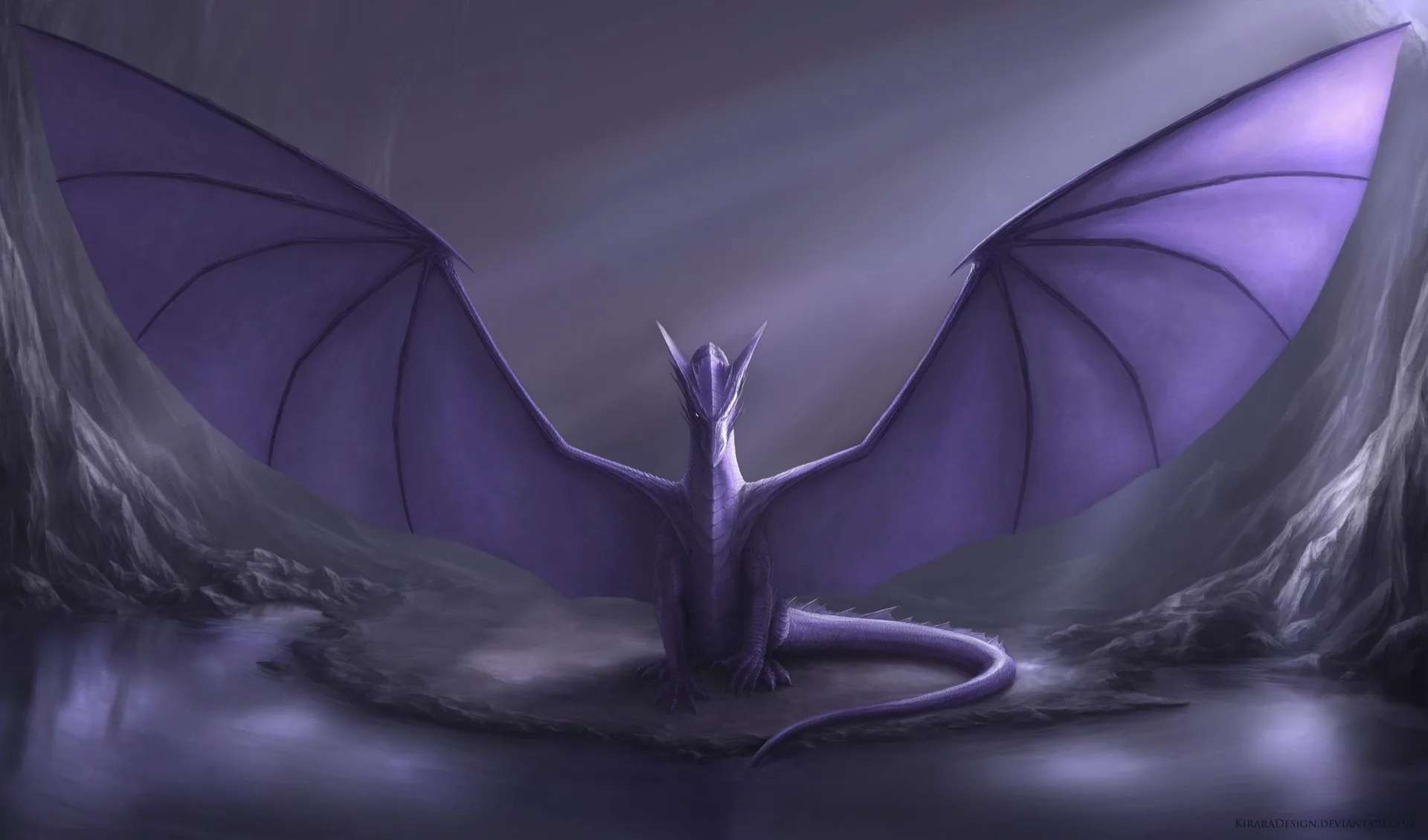 Drago viola con ali spiegate, 2209x1300 Hi-Res, PC