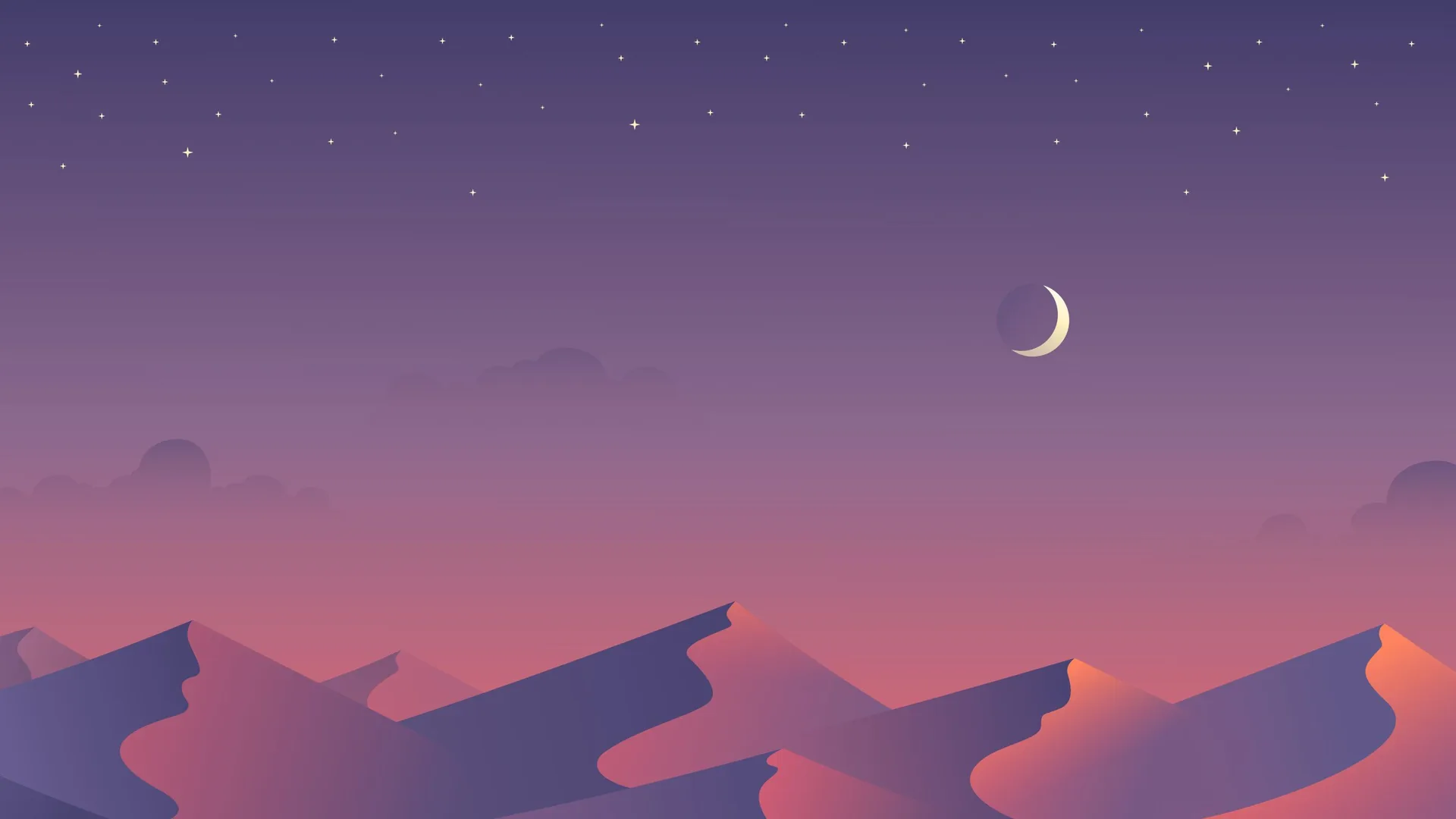 Montagne notte luna crescente, 2560x1440 QHD, PC