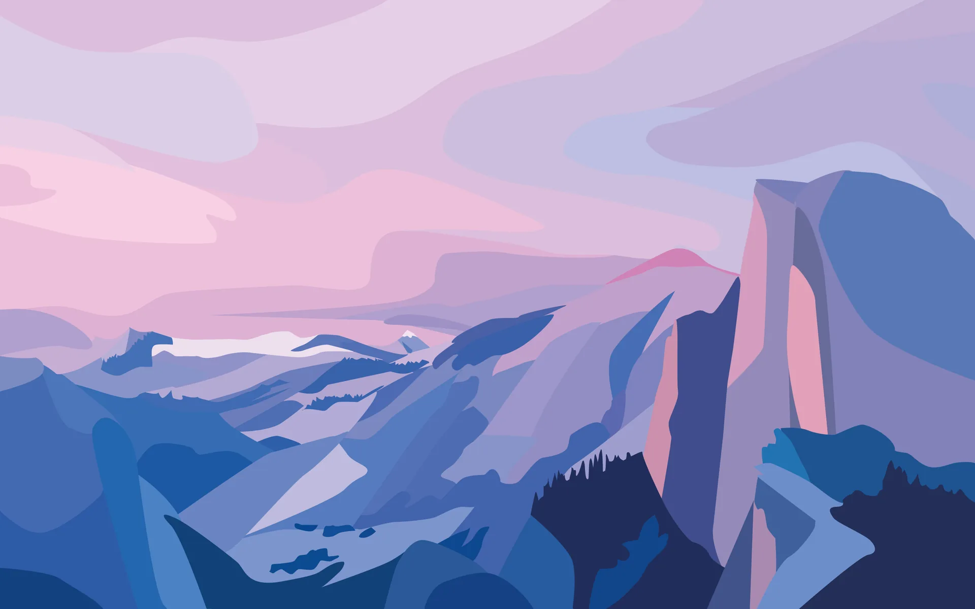 Montagne minimaliste blu pastello, 2880x1800 2K, Laptop