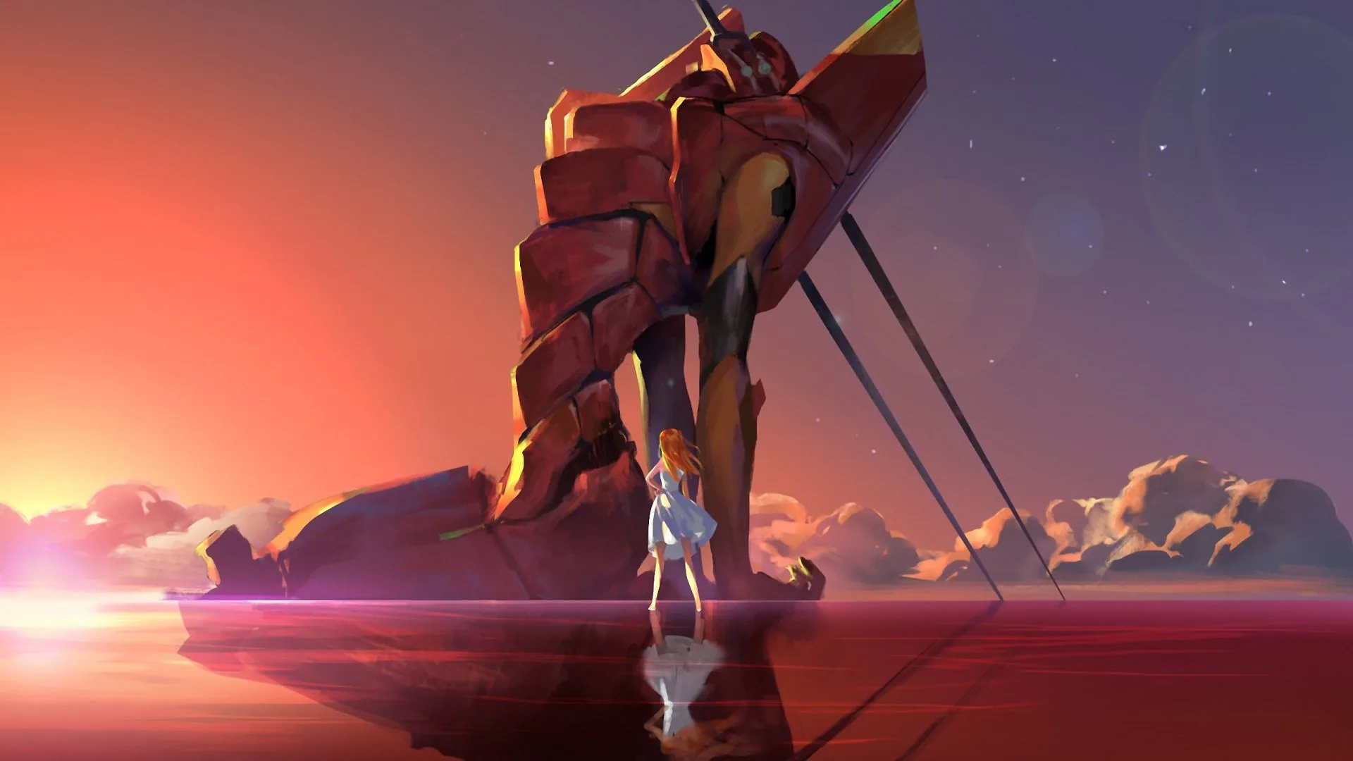 Eva Unit e Rei, tramonto, 1920x1080 Full HD 1080p, Laptop