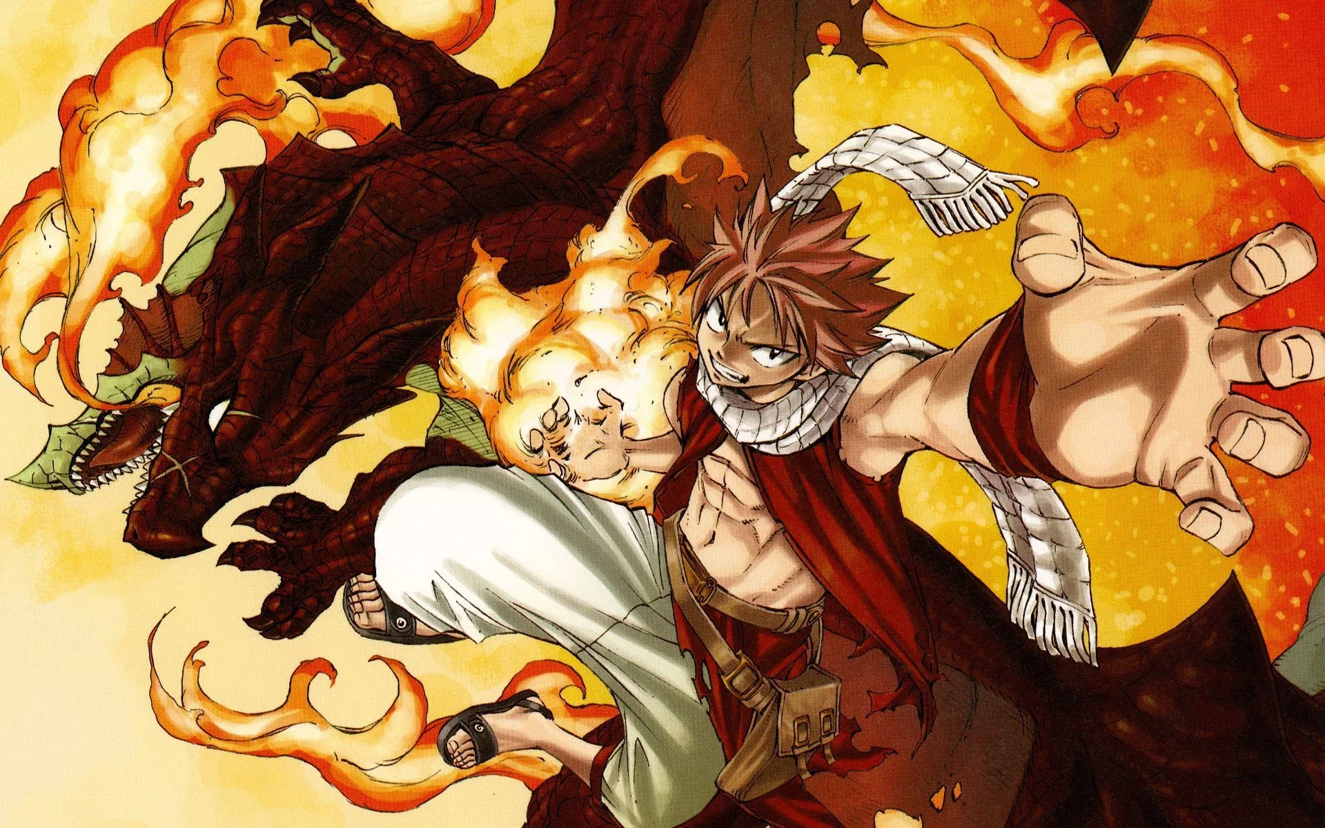 Natsu Dragneel con drago fiamme, Fairy Tail, 1920x1200 Full HD+, Desktop