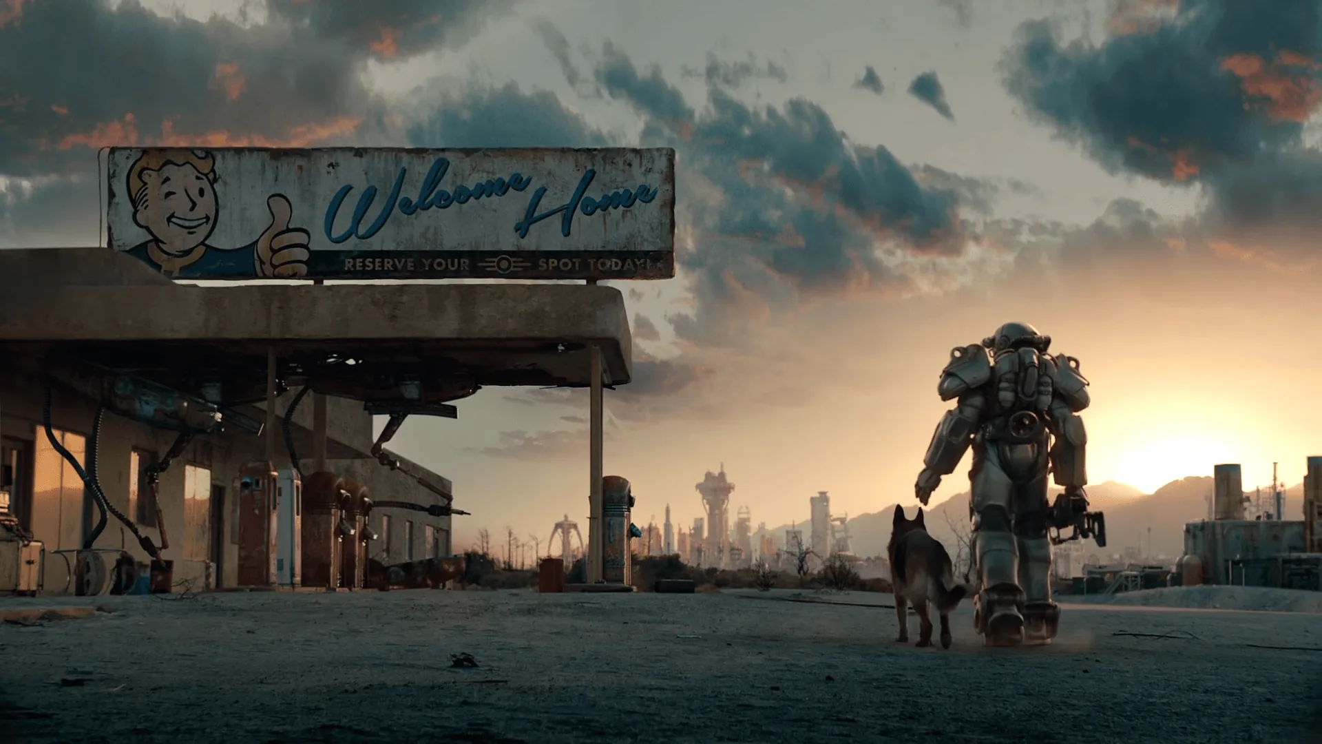Fallout armatura potenziata e cane, RPG, 1920x1080 1080p, Desktop