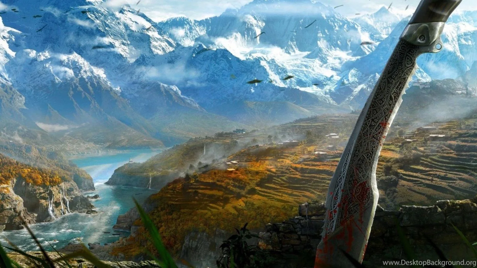 Far Cry 4 paesaggio montano Himalaya, 2304x900 Panoramico, Dual Screen