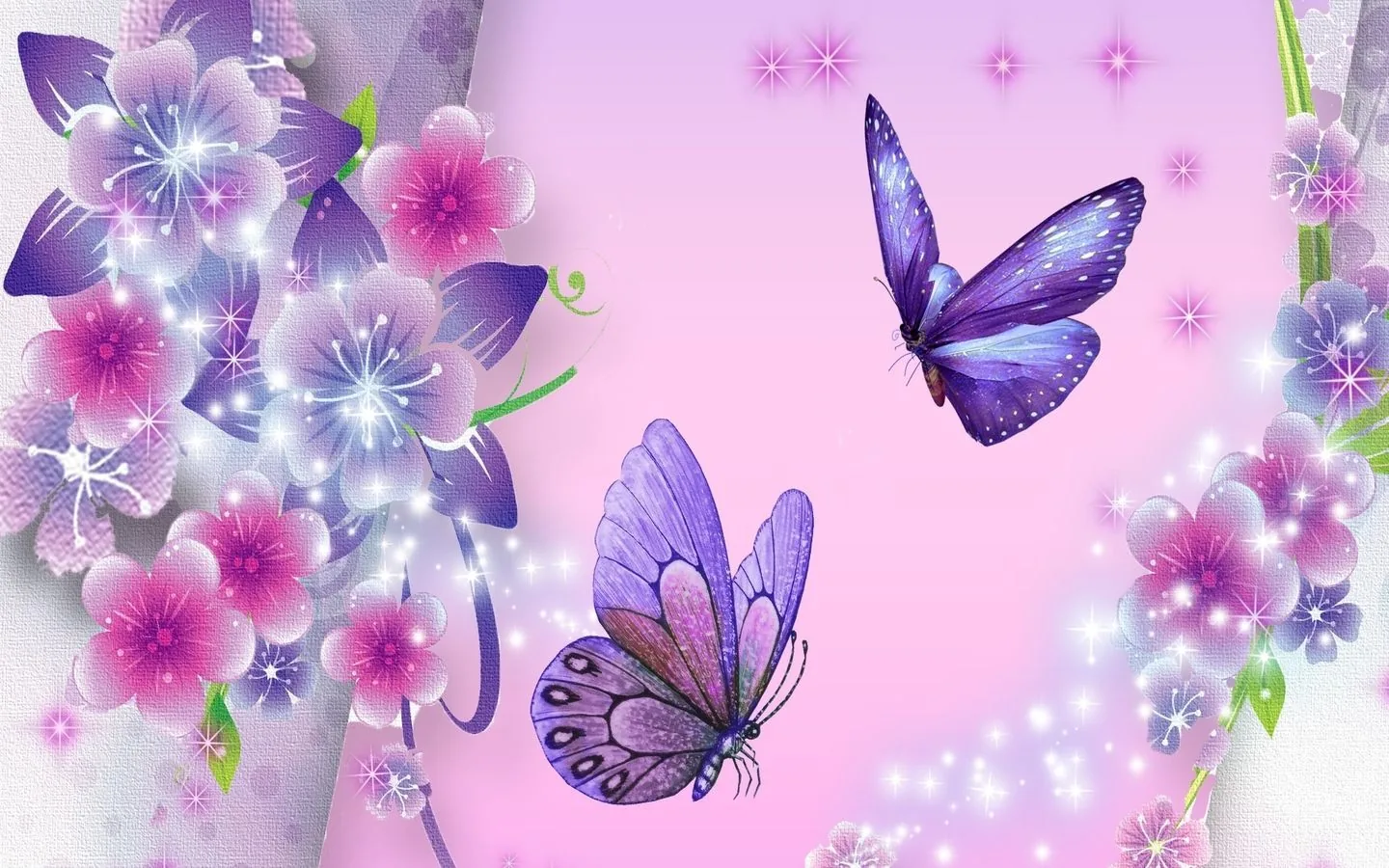 Farfalle viola e fiori, 1440x900 HD, Desktop