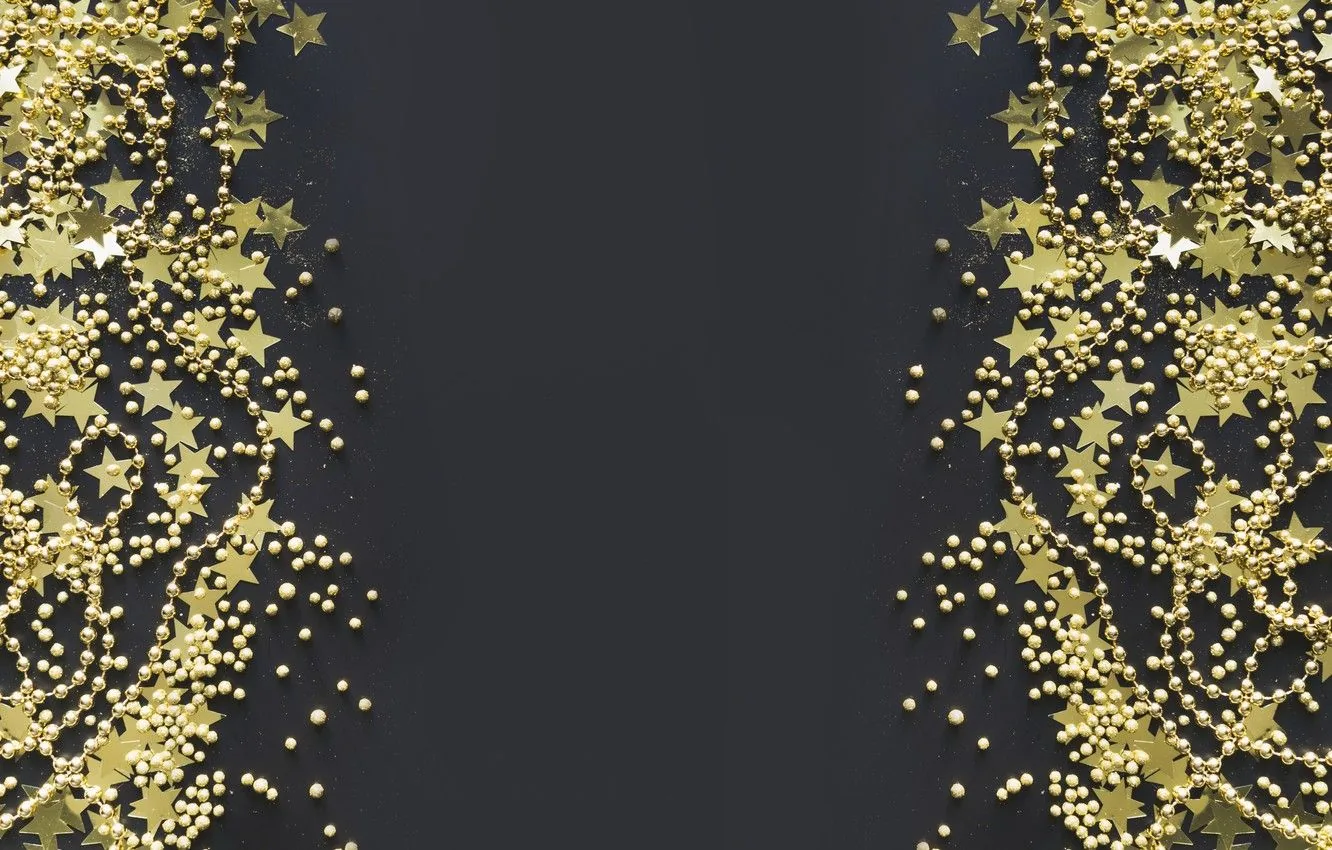Decorazioni dorate natalizie su nero, 1332x850 720p, PC