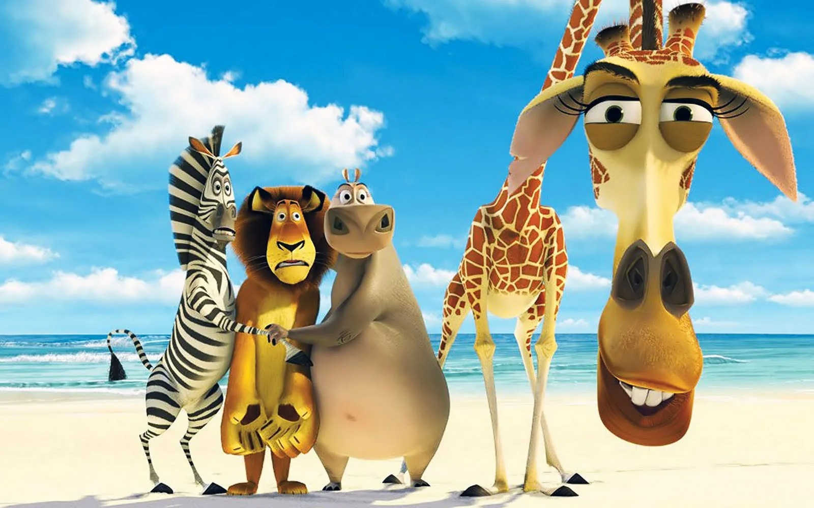 Personaggi Madagascar in spiaggia, 1600x1000 HD Ready, Laptop
