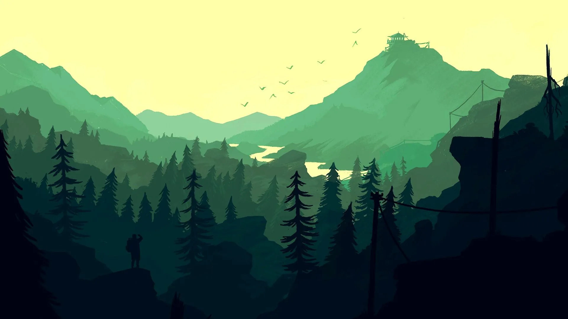 Firewatch paesaggio montano verde, 1920x1080 1080p, Laptop