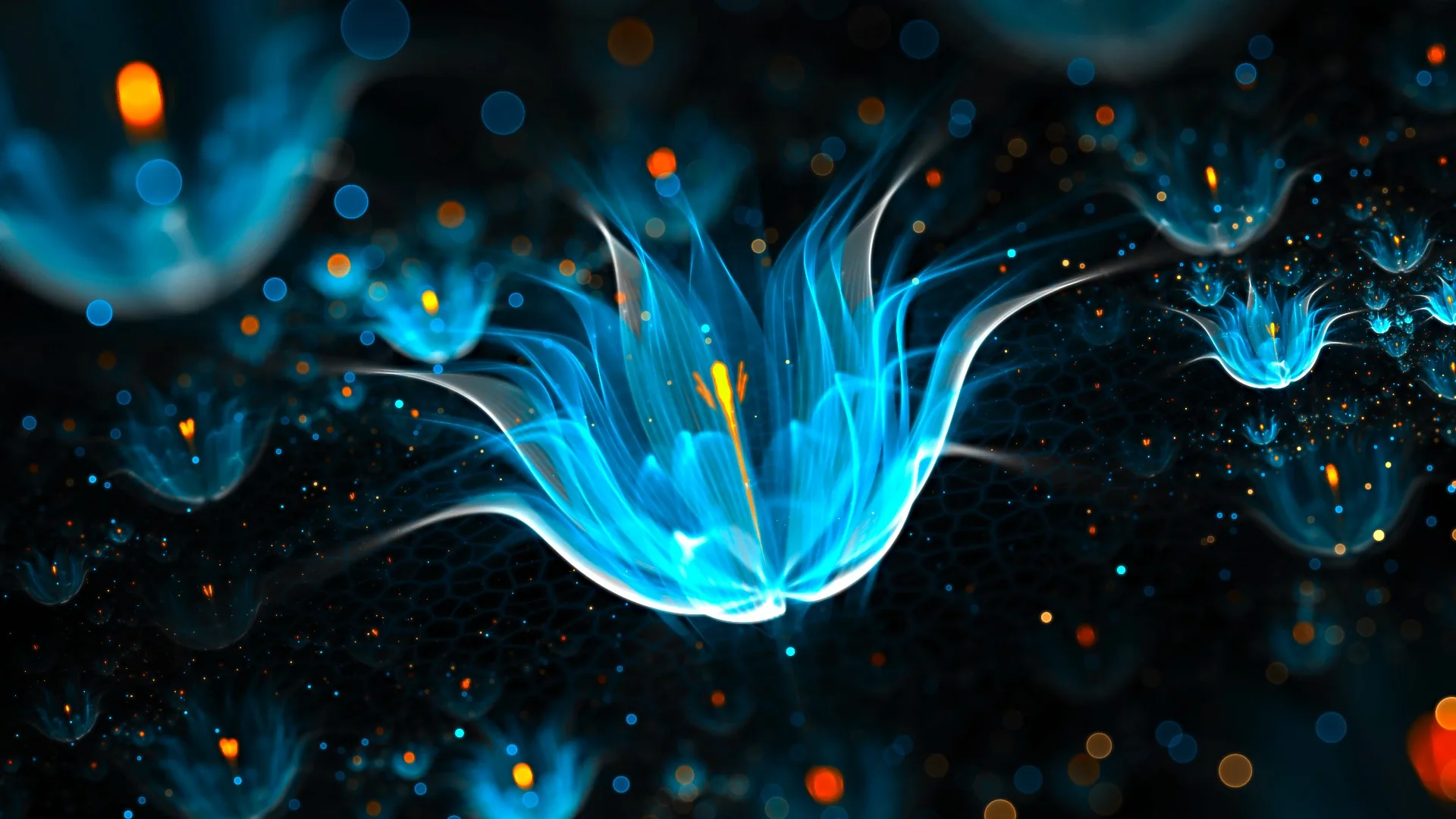 Fiore astratto luminoso blu, 1920x1080 Full HD, PC