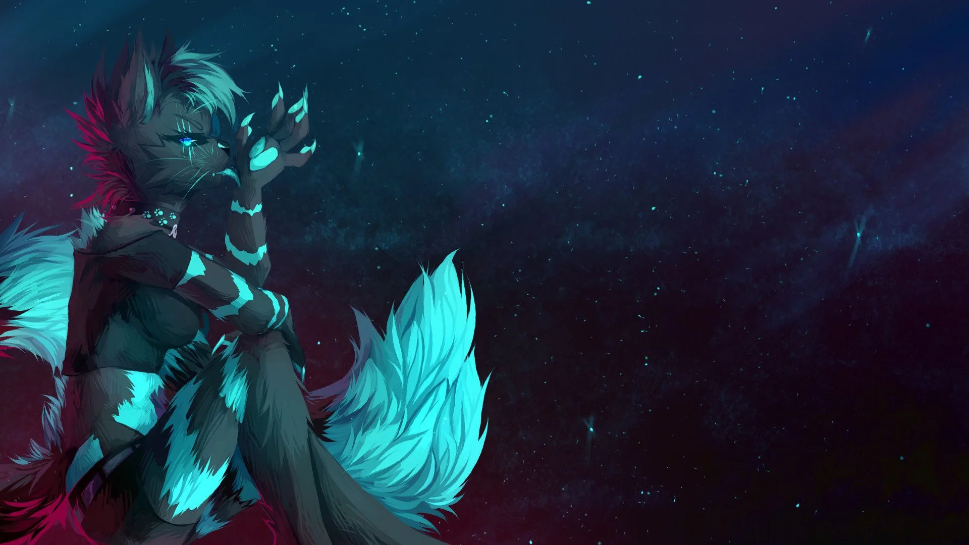 Lupo furry blu luminoso, 1920x1080 Full HD 1080p, Desktop