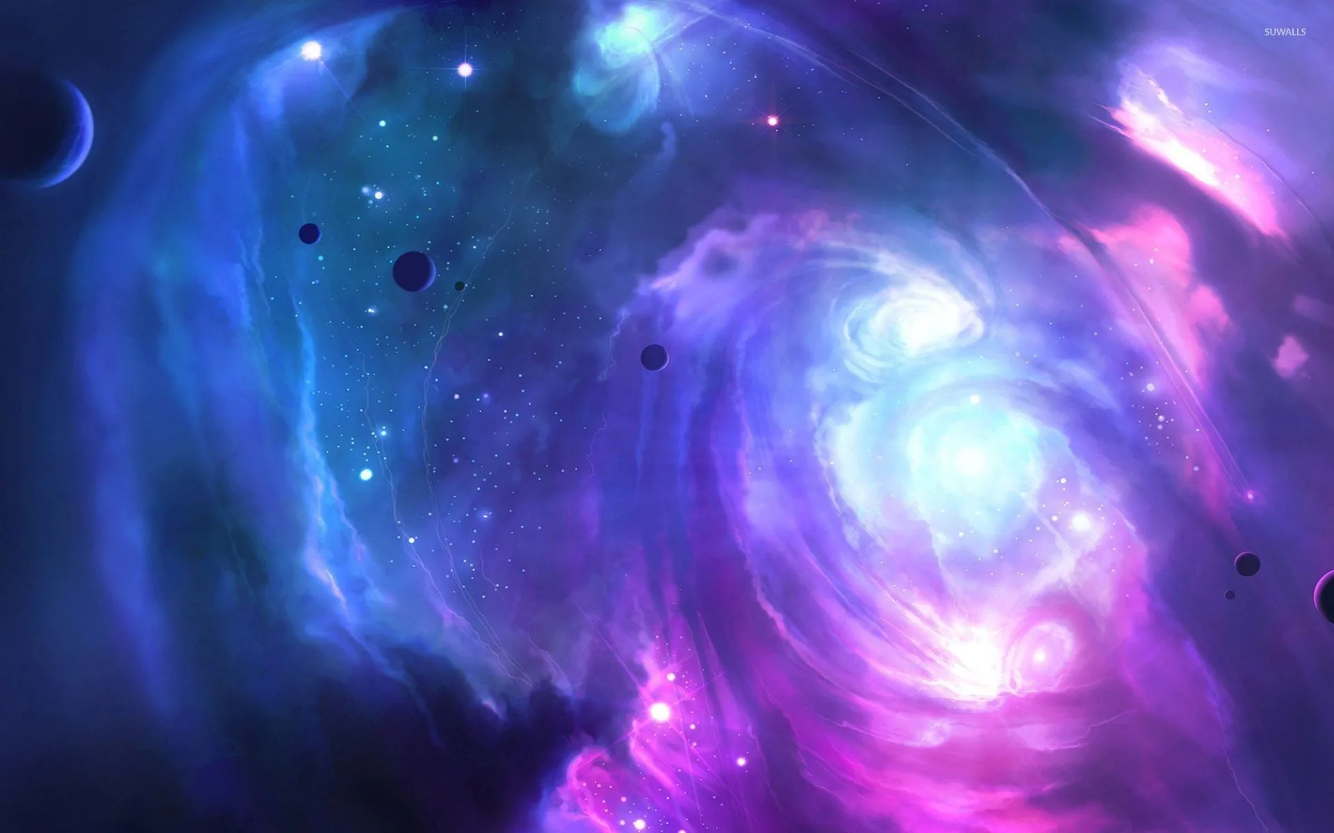 Galassia rosa e viola con stelle, 1920x1200 WUXGA, Desktop