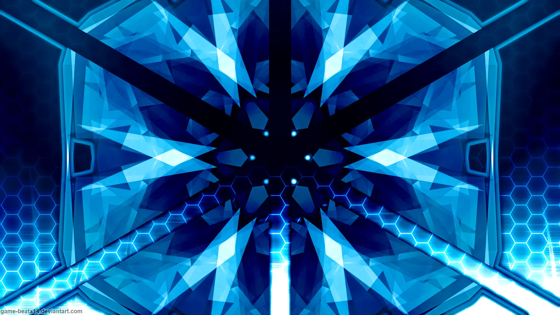 Tunnel geometrico blu astratto, 2560x1440 2K QHD, HP Laptop
