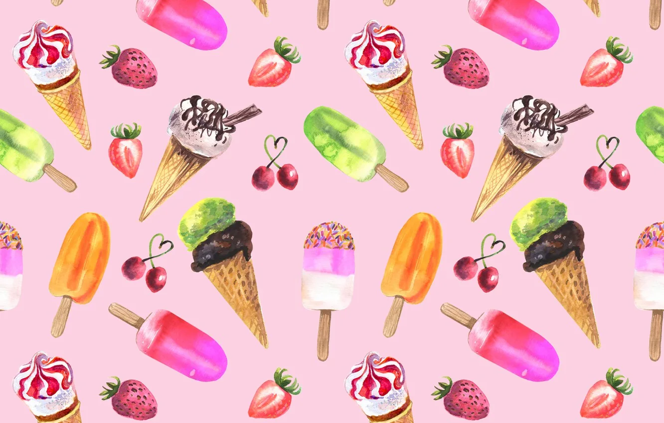 Pattern gelati e frutti di bosco, 1332x850 720p, PC