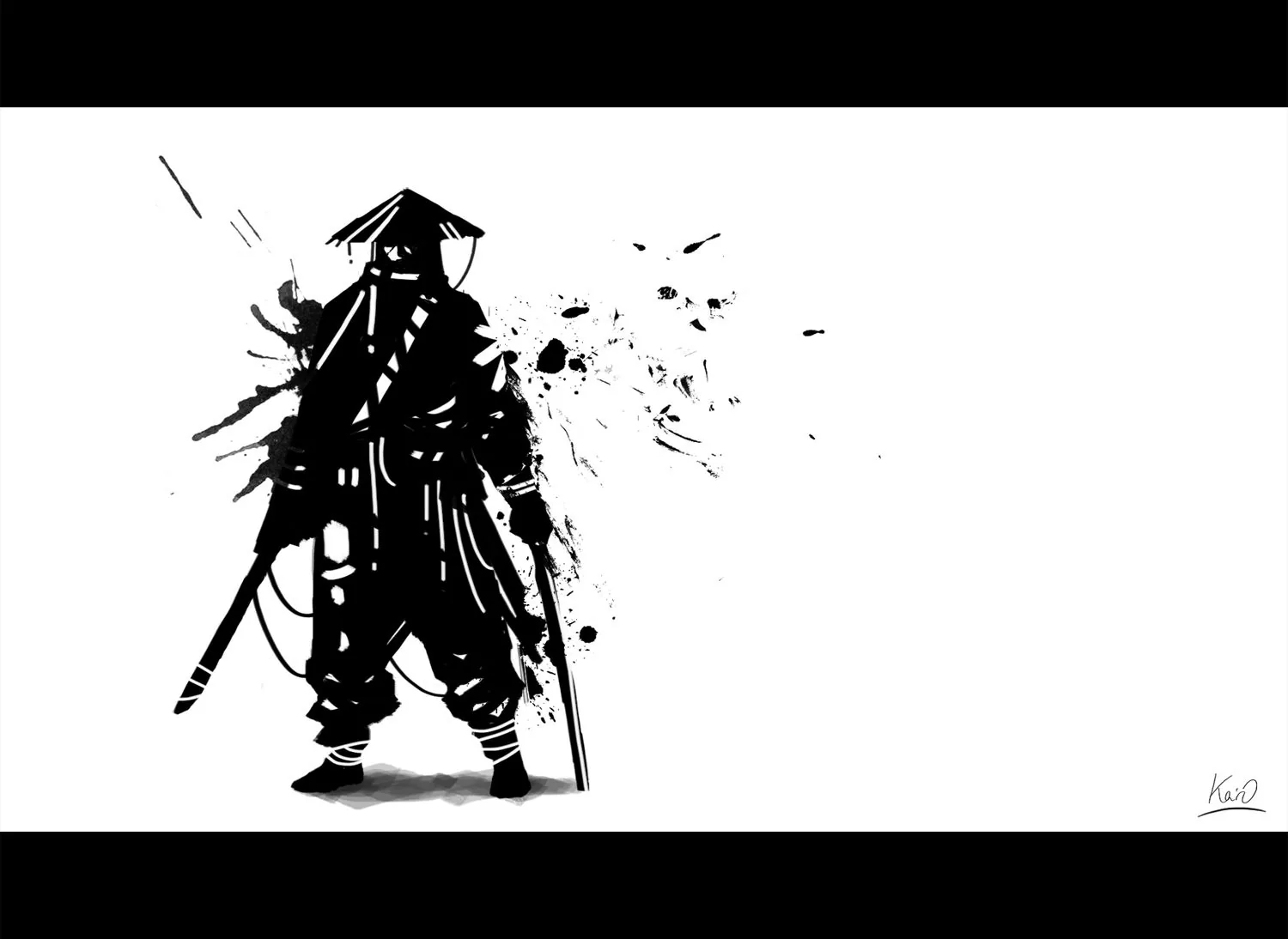 Samurai stilizzato bianco e nero, 1500x1094 HD, Desktop