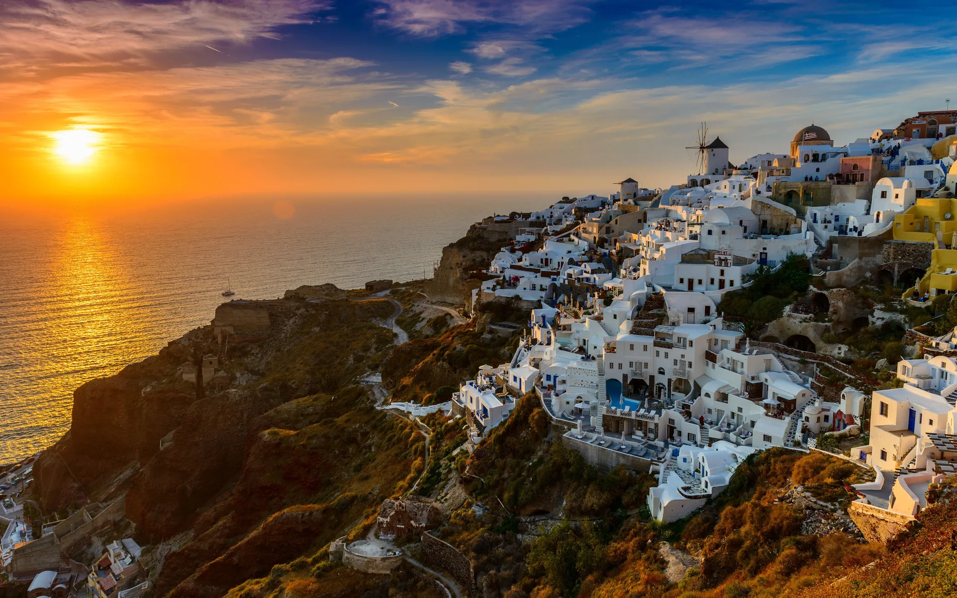 Santorini tramonto Grecia, 5200x3250 UHD, PC 4K