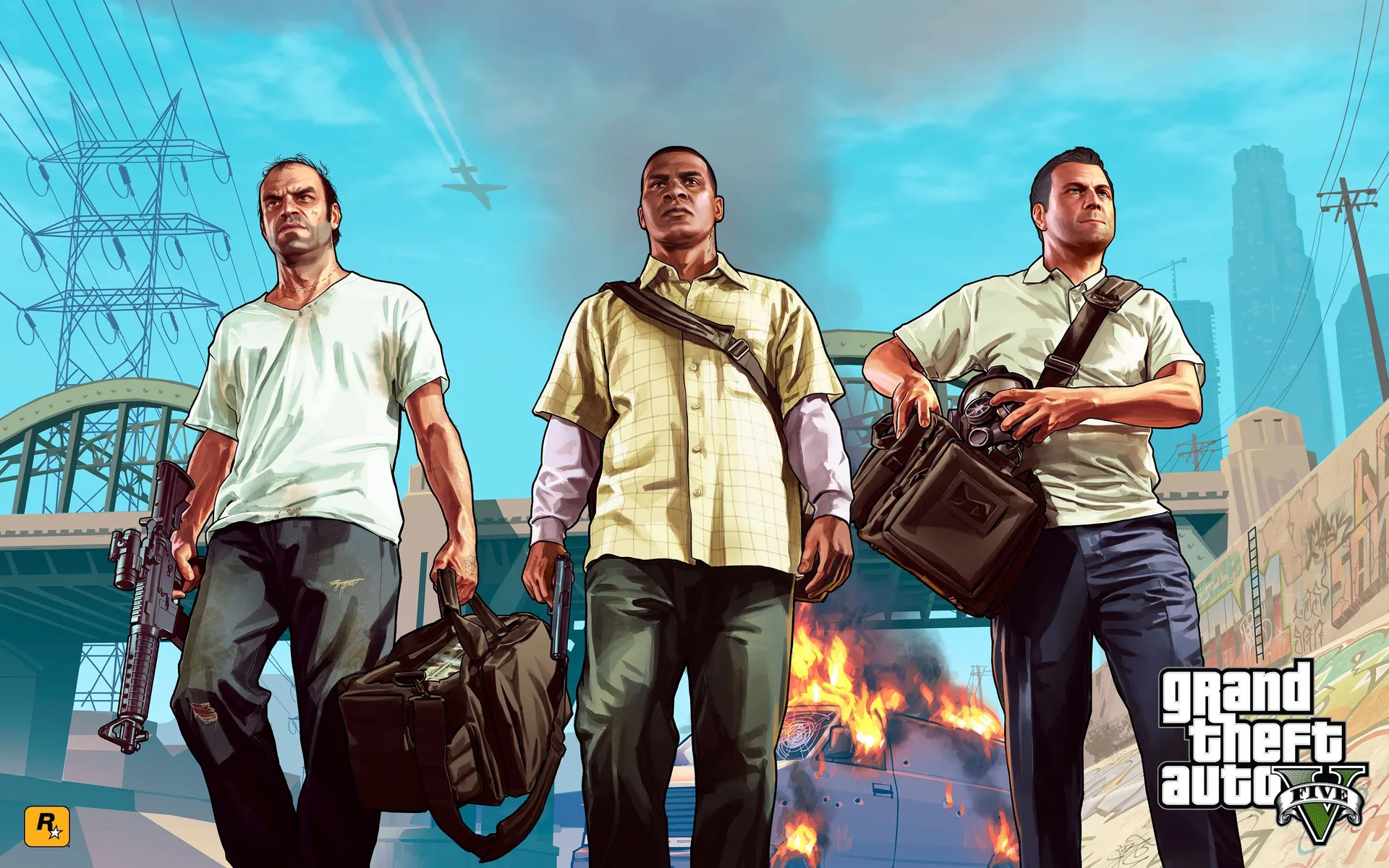 Michael, Franklin e Trevor GTA 5, Rockstar Games, 2880x1800 2K+, Laptop