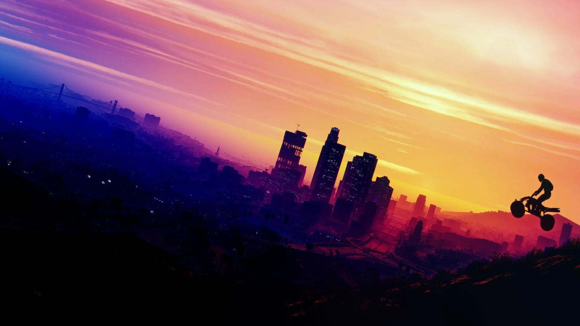 Los Santos tramonto ciclista silhouette, 3840x2160 Ultra HD, 4K TV