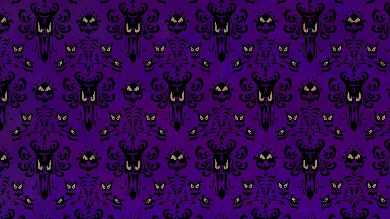 Pattern viola volti spettrali, casa stregata Disney, 1366x768 720p, Laptop