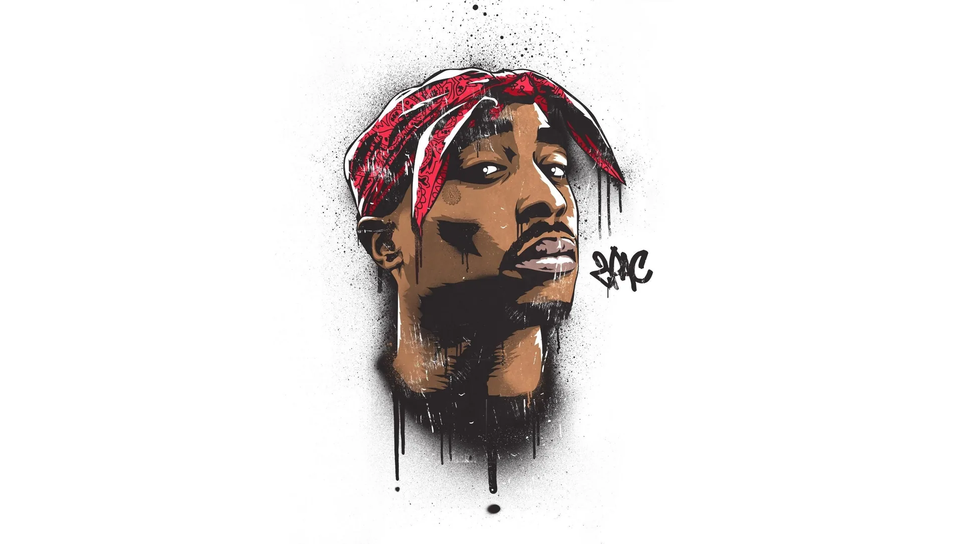 ritratto Tupac acquerello, rapper, 3000x1697 2K+, Desktop