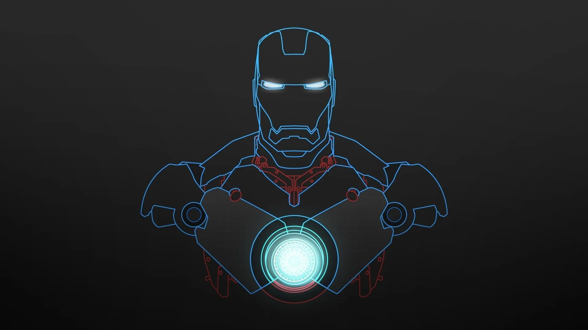 Iron Man contorno luminoso nero, 1920x1080 Full HD 1080p, PC Desktop