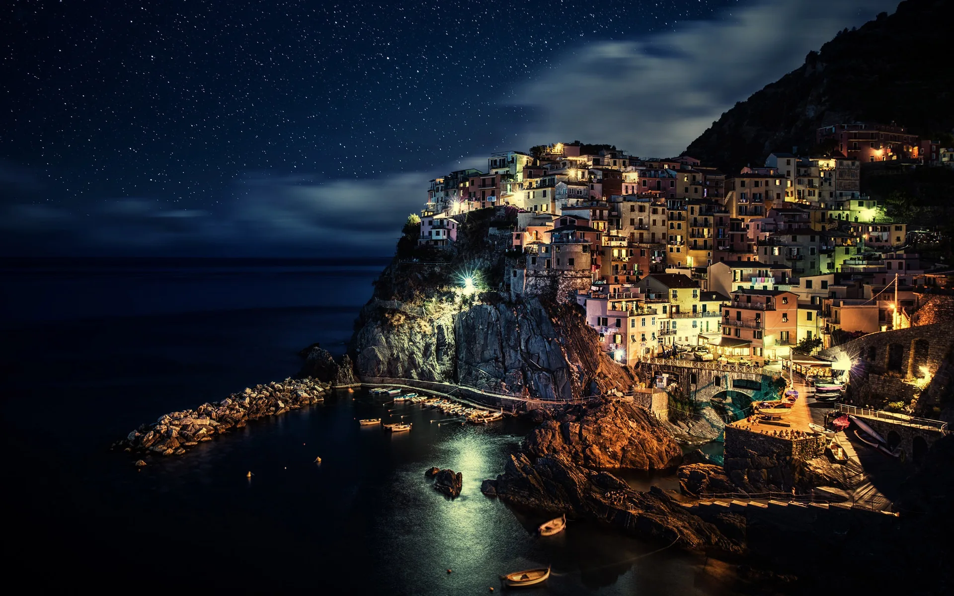 Manarola Cinque Terre notte, 1920x1200 WUXGA, Desktop