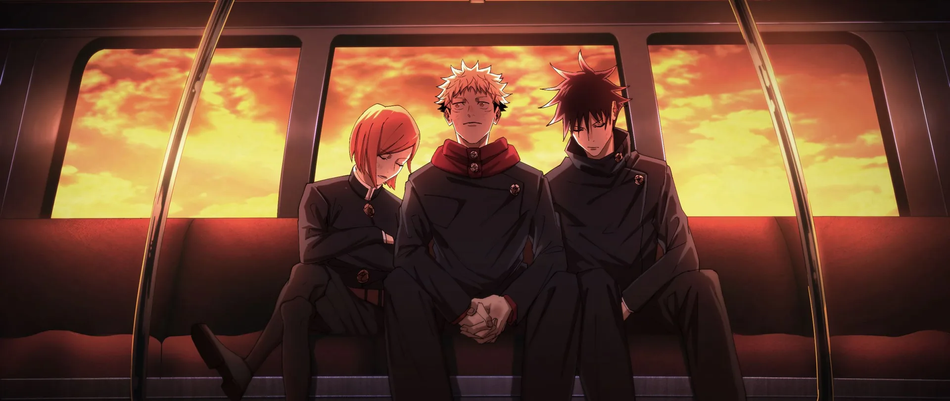Personaggi Jujutsu Kaisen su treno, anime, 2560x1080 Panoramico, Dual Screen