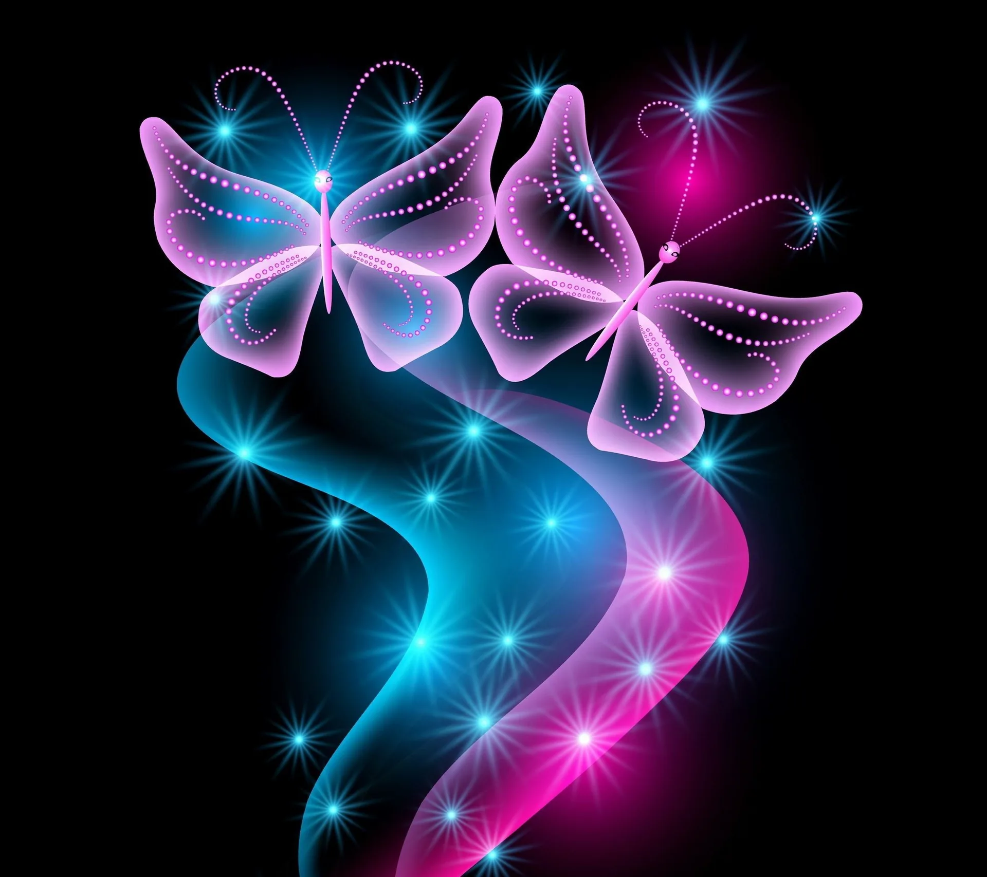 Farfalle luminose rosa e blu, 2160x1920 alta risoluzione, PC
